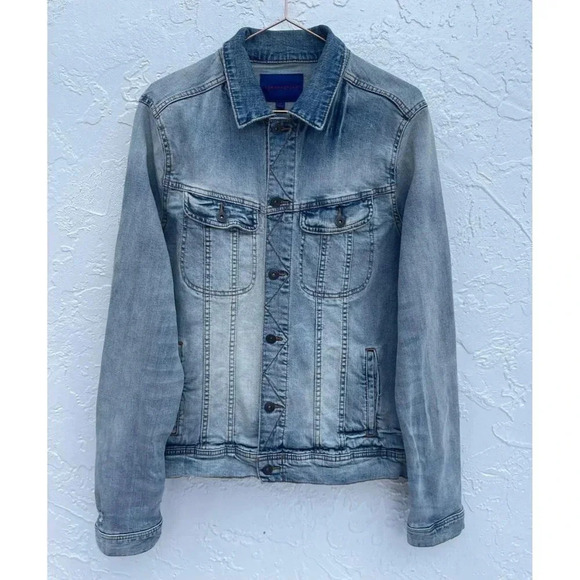 Aeropostale Womens Long Sleeve Button Down Distressed Denim Jean Jacket Blue M - Picture 1 of 12